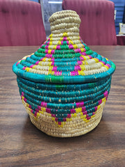 Handwoven Basket with Lid #25-163